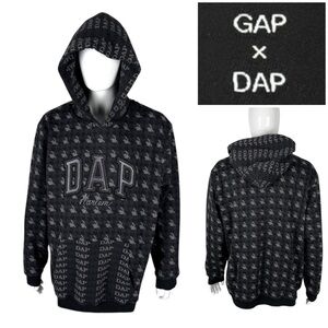 Gap X Dap Mens 2XL Hoodie Harlem Herringbone Dapper Dan Black Gray Cotton EUC